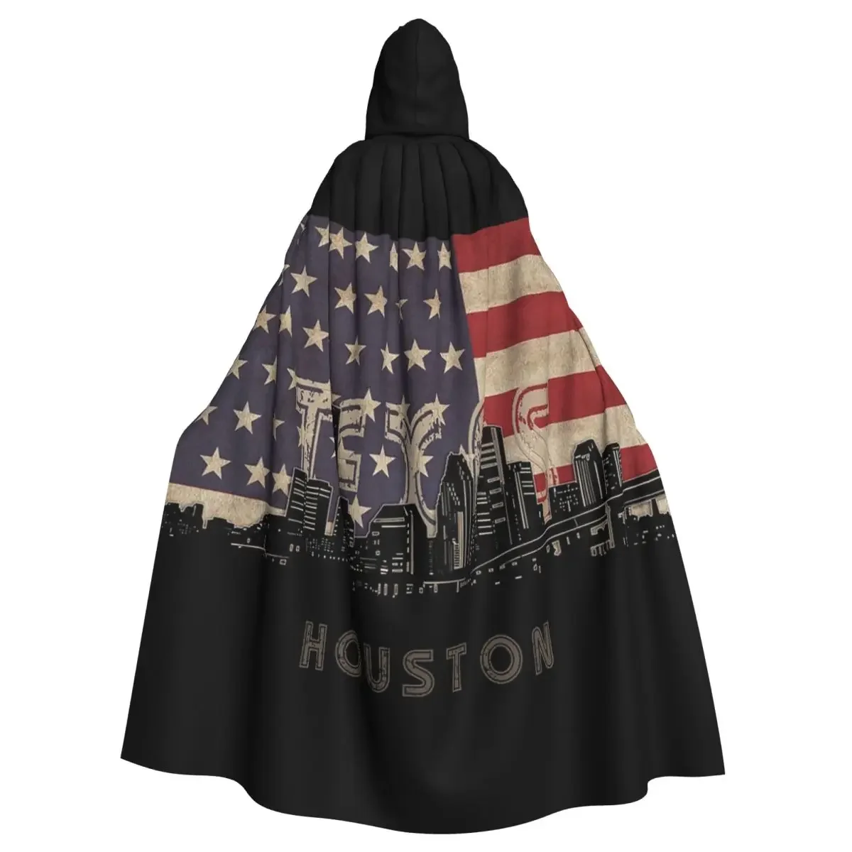 

Хьюстонский флаг Skyline, длинный плащ с капюшоном, средневековый костюм ведьмы, накидка для косплея, накидка на Хэллоуин, вампир, для взрослых, унисекс