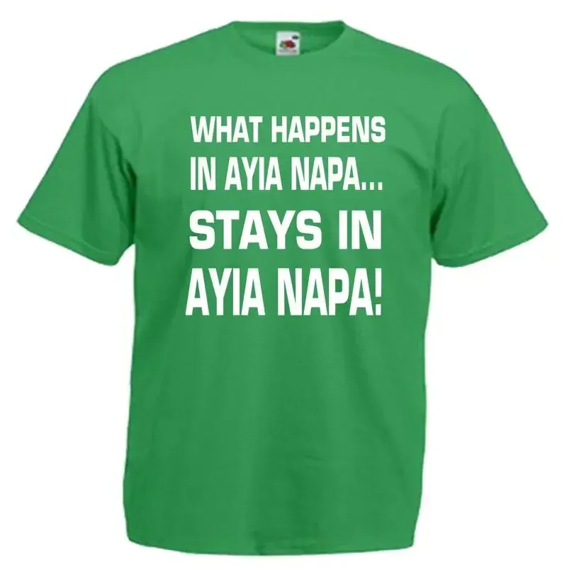 What Happens Ayia Napa Mens T Shirt 12 Colours Size S 3XL