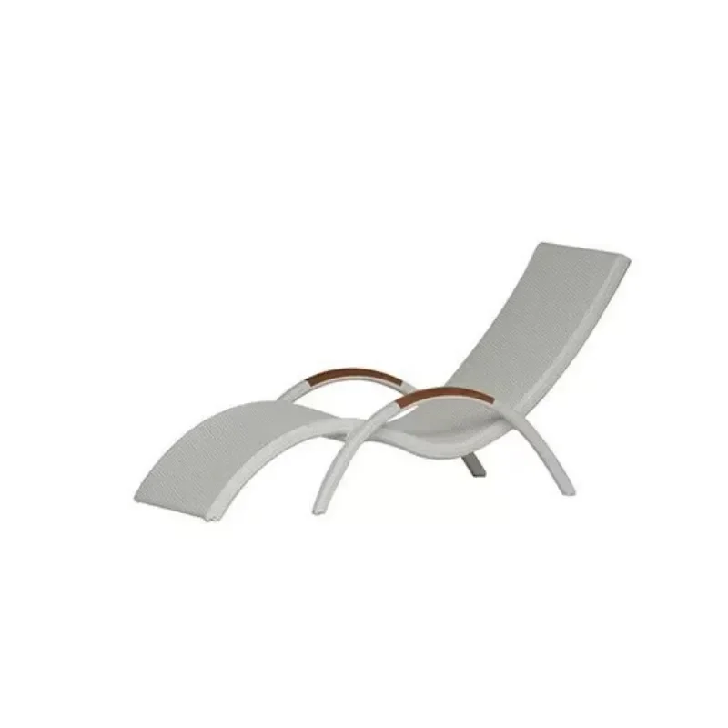 Wicker Outdoor Lounger Patio Rattan Chaise Lounge for Poolside Beach Garden Balcony Relaxing Sunbathing Furniture