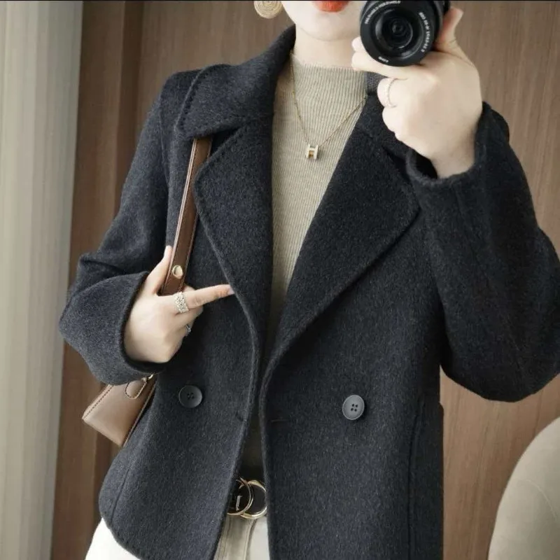 Wool Double-sided Woolen Coat Short 2026 Autumn and Winter High-end Small Coat Women's Double-sided Woolen Short Coat