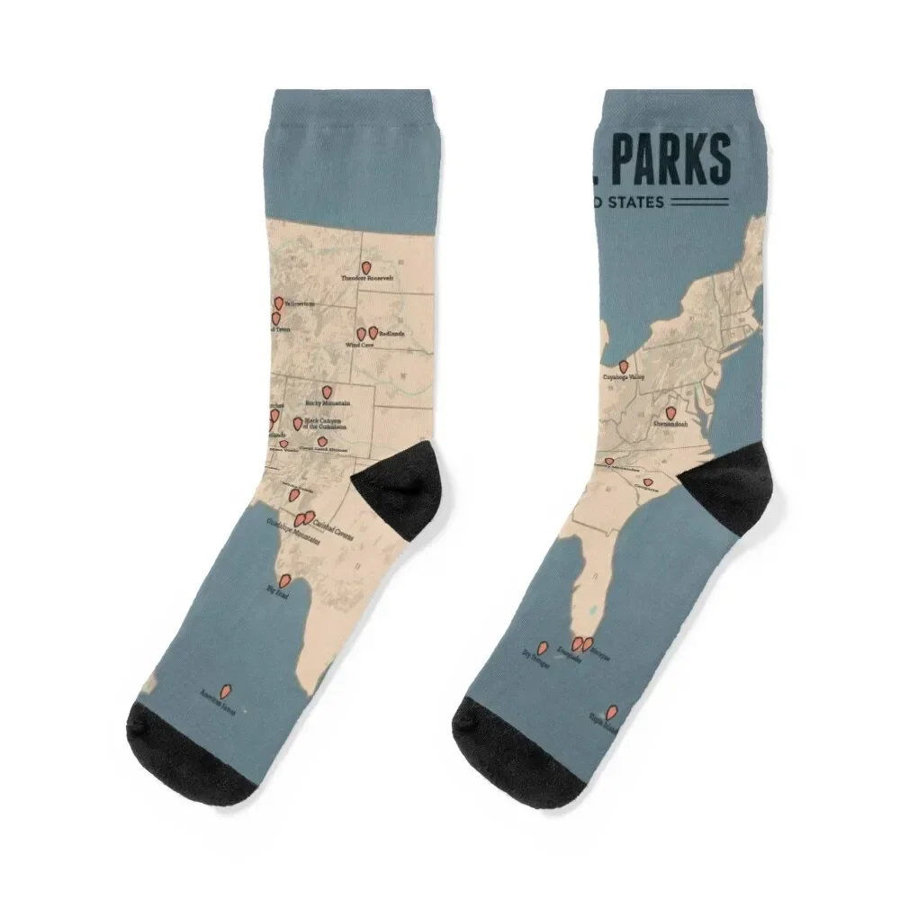 

Map of National Parks Socks gym Sports anti-slip Novelties Socks Men's Women's