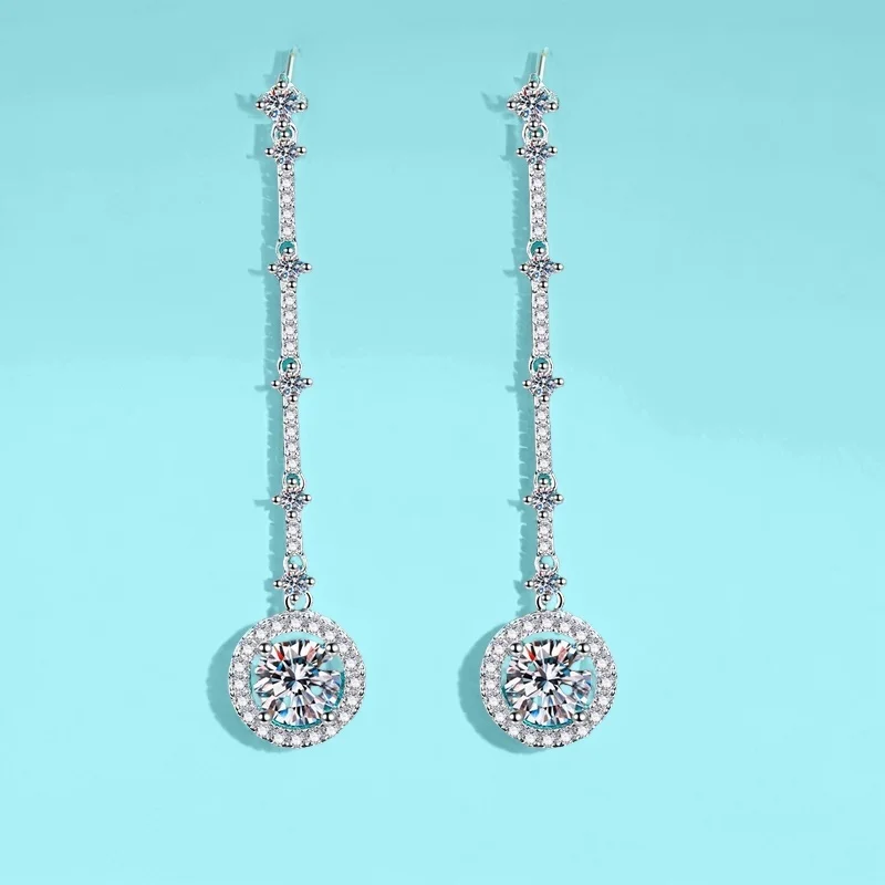 

Серьги-подвески из чистого серебра 925 пробы с длинными кисточками и муассанитом, повседневные, простые, минималистичные, сертифицированные, в подарок, для женщин