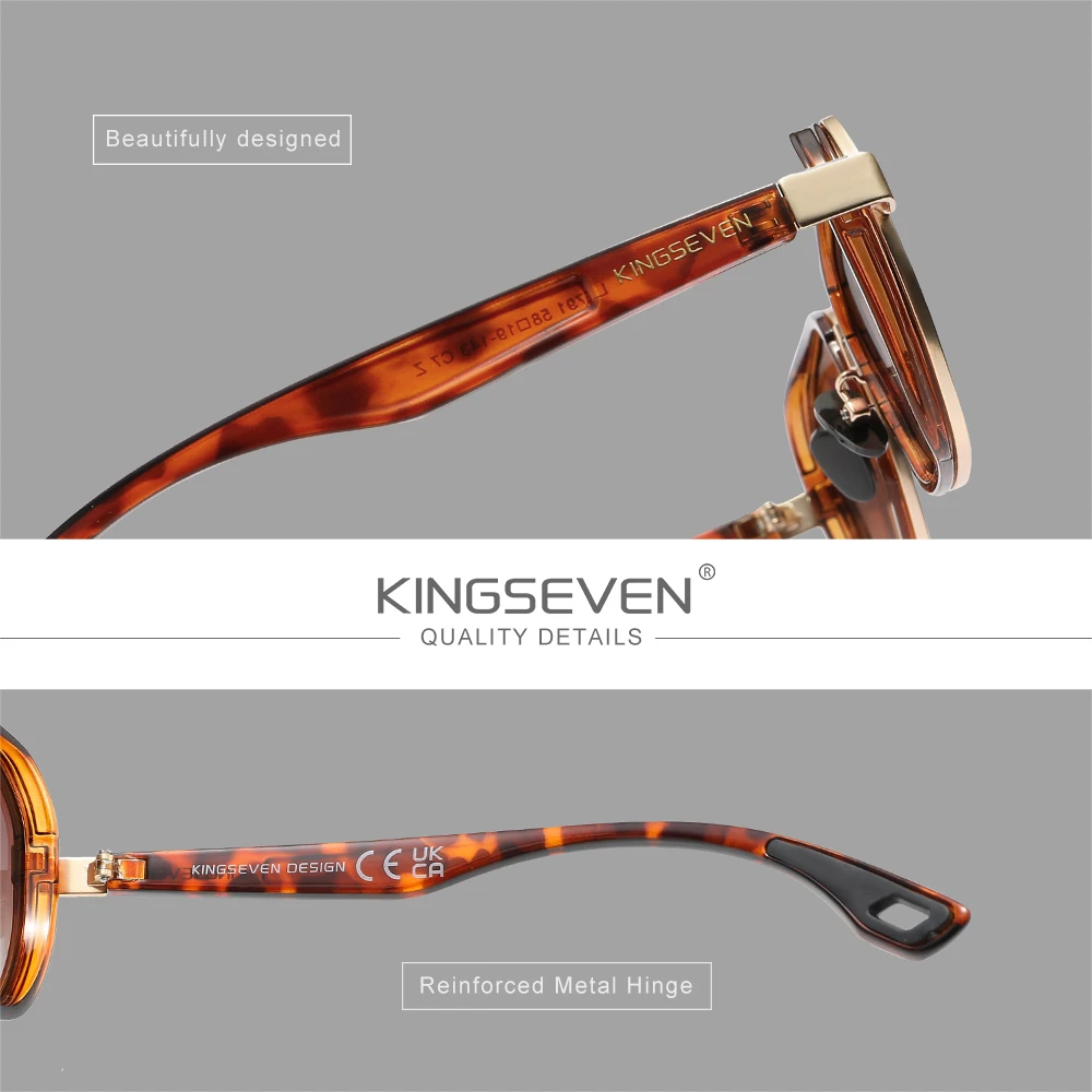 KINGSEVEN Vintage-Sonnenbrille, polarisiert, UV400, modischer Legierungsrahmen für Herren, zum Fahren, Urlaub, Brillen – Detail 1
