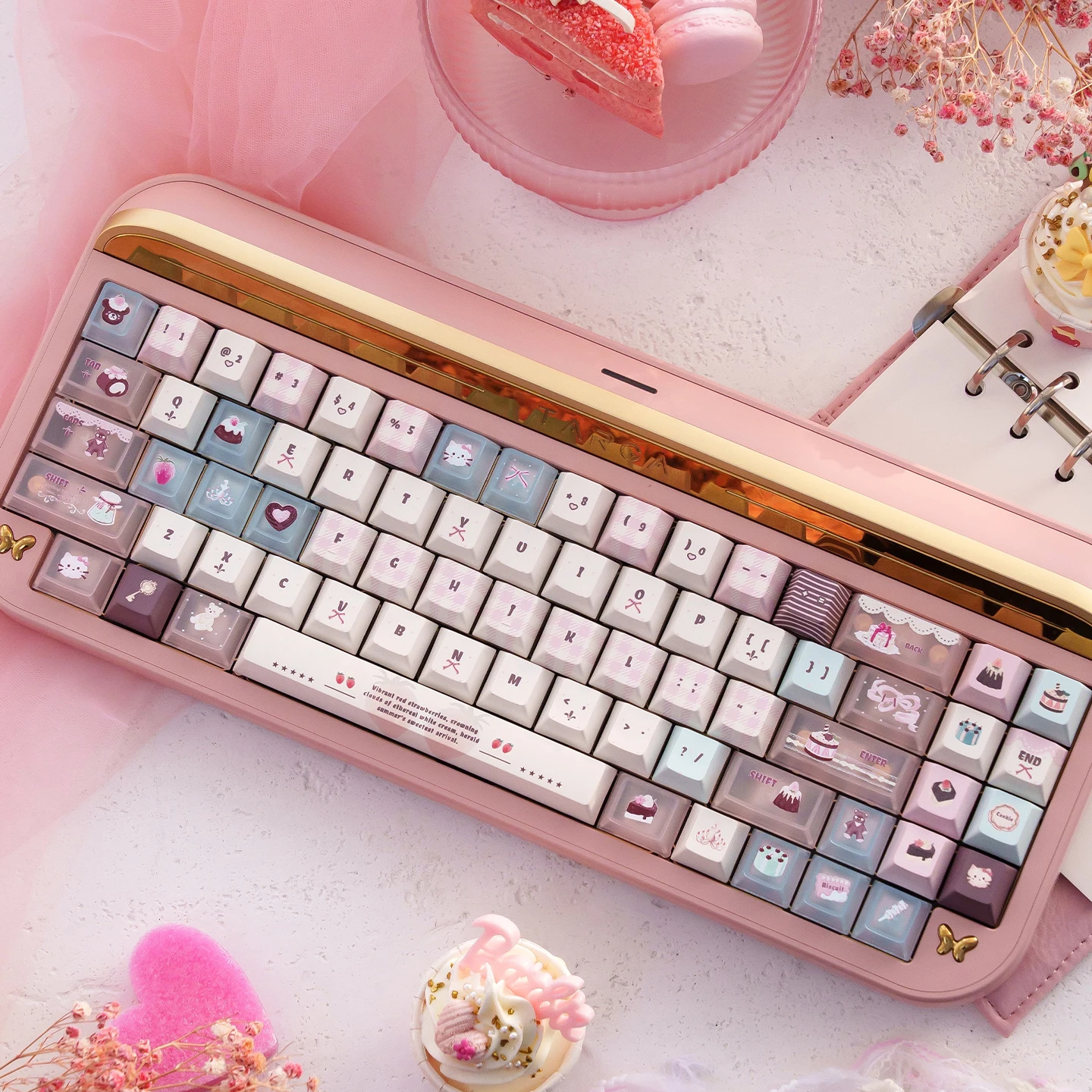 Velvet Strawberry Keycaps 129/26 Keys Cherry Profile Dye Sub PBT/PC Keycap Sets Chocolate Cake Keycap For MX Mechanical Keyboard