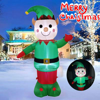 2.4M Christmas Inflatable Santa Claus Rides Head Bear Model Built-in LED Lights Outdoor Courtyard Holiday Decoration Prop Party