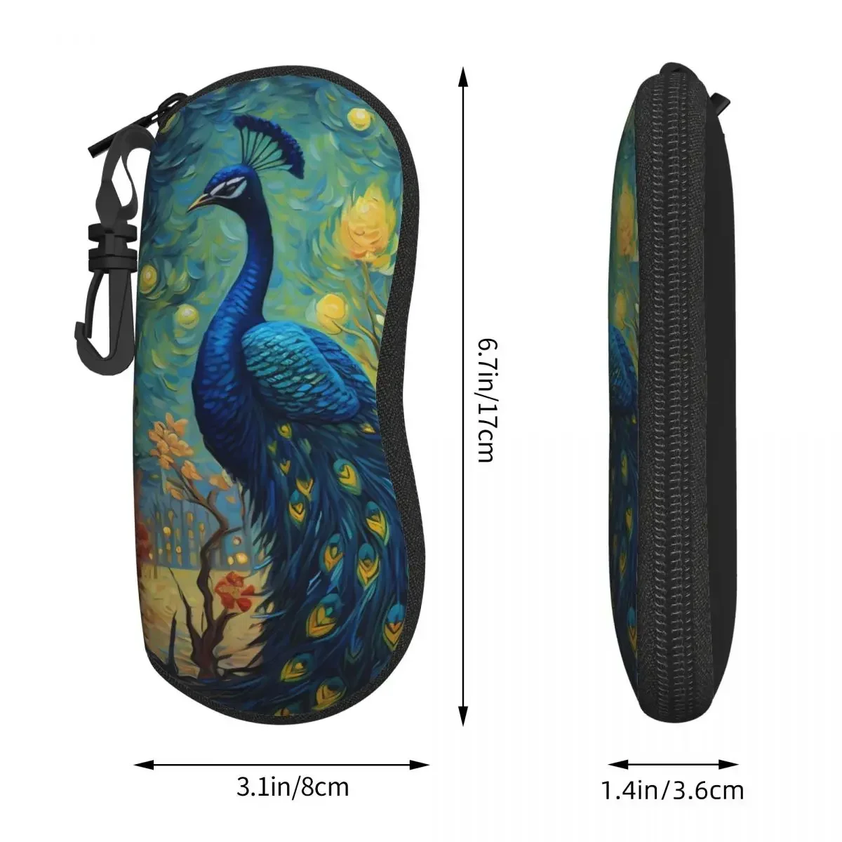 Fantasy Peacock Glasses Case The Starry Night Outdoor Sunglasses Pouch For Men Fashion Eyewear Box Zipper Eyeglass Protector