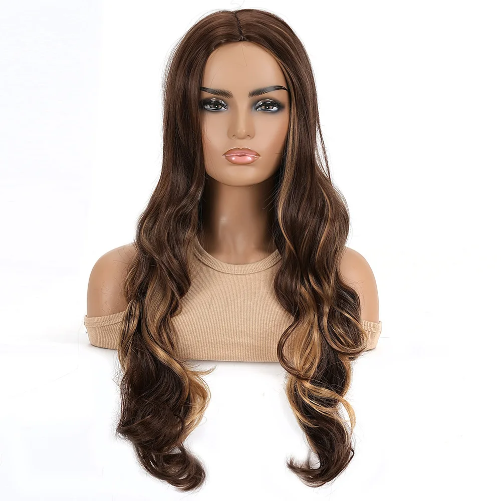 

European and American wigs for women, synthetic, popular gradient color heat-resistant wig hairstyle for daily wear
