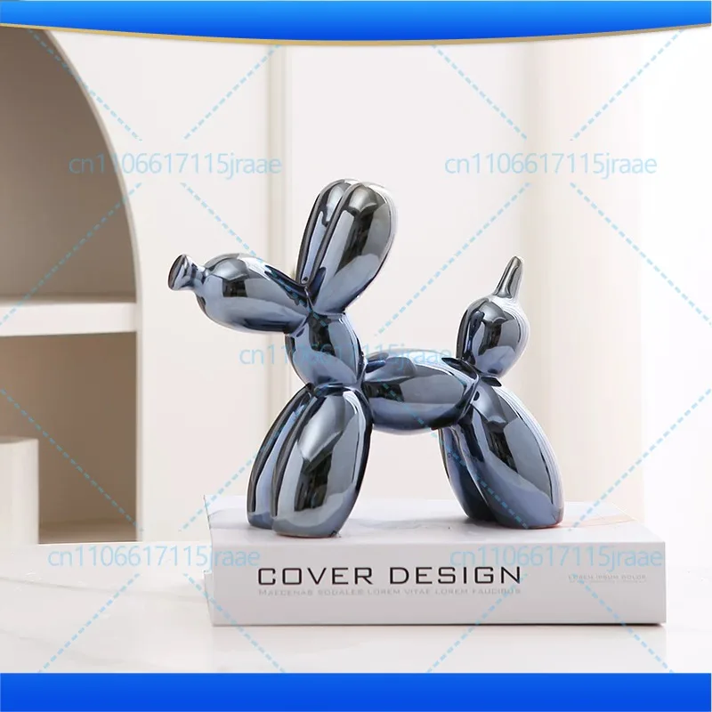 Ceramic Electroplated Balloon Dog Figurine 7‑Color Series Desktop Home Ornament Gold Silver Pink Blue Orange Purple White