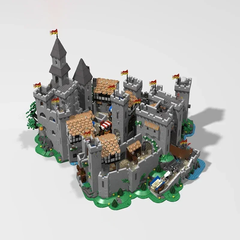 فرسان القلعة نموذج Moc قوالب بناء التكنولوجيا وحدات قلعة القرون الوسطى كتل هدايا عيد الميلاد نموذج DlY مجموعات الجمعية اللعب