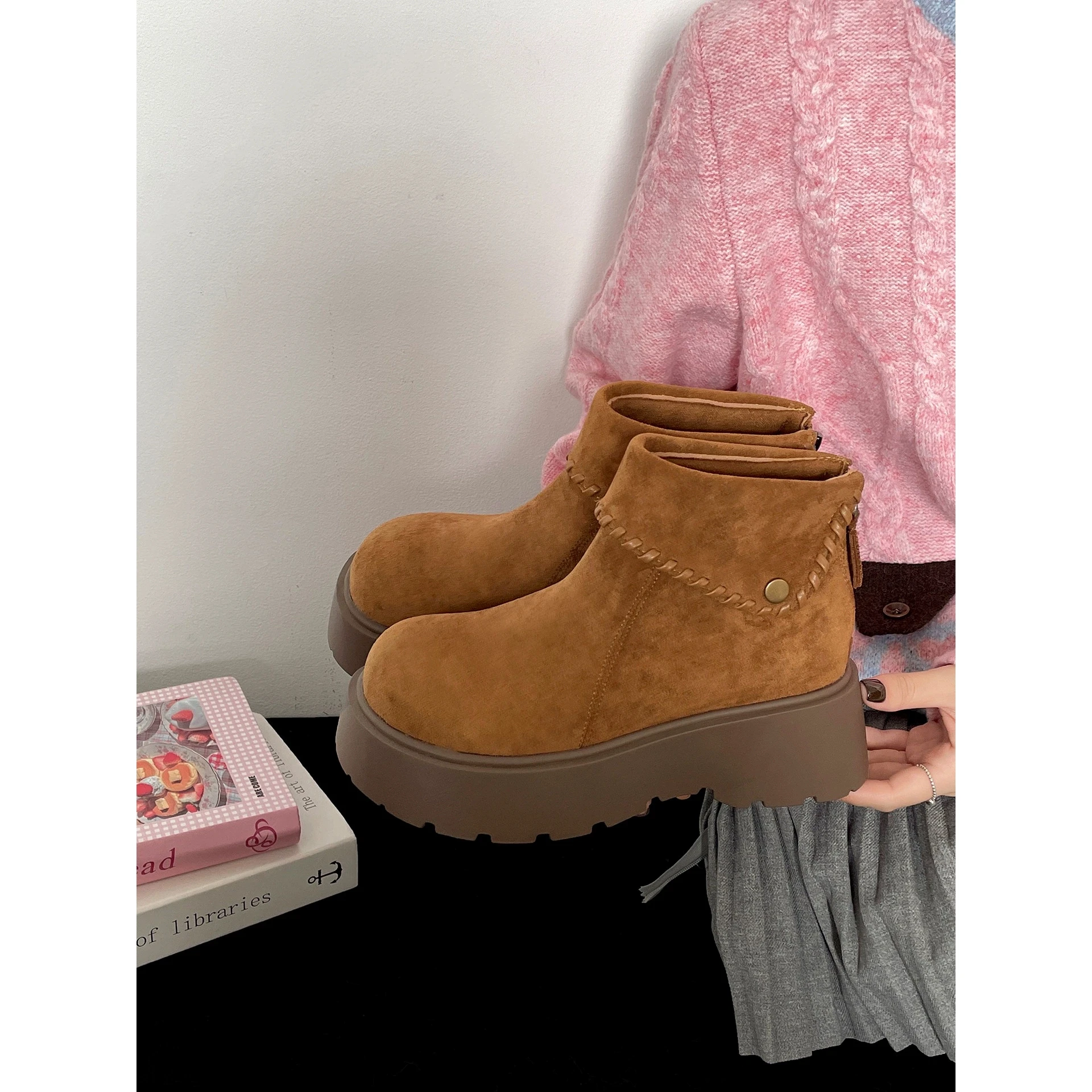 bottes-de-neige-a-fond-epais-bottes-courtes-chaudes-d'hiver-bout-rond-semelle-exterieure-en-caoutchouc-impermeable-doublure-de-fourrure-fermeture-a-glissiere-bottes-d'hiver