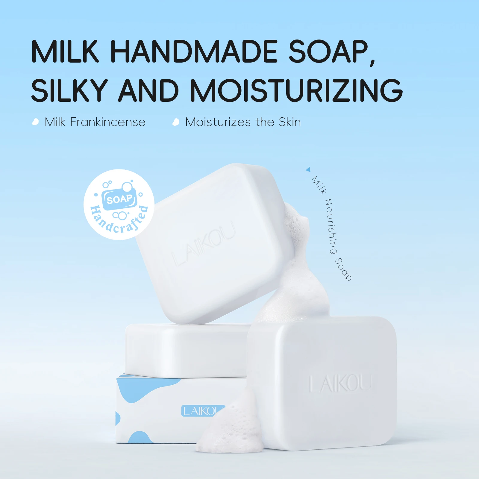 LAIKOU 110g Milk Nourishing Soap Gentle Cleanser Non-Drying Formula for Soft And Smooth Skin