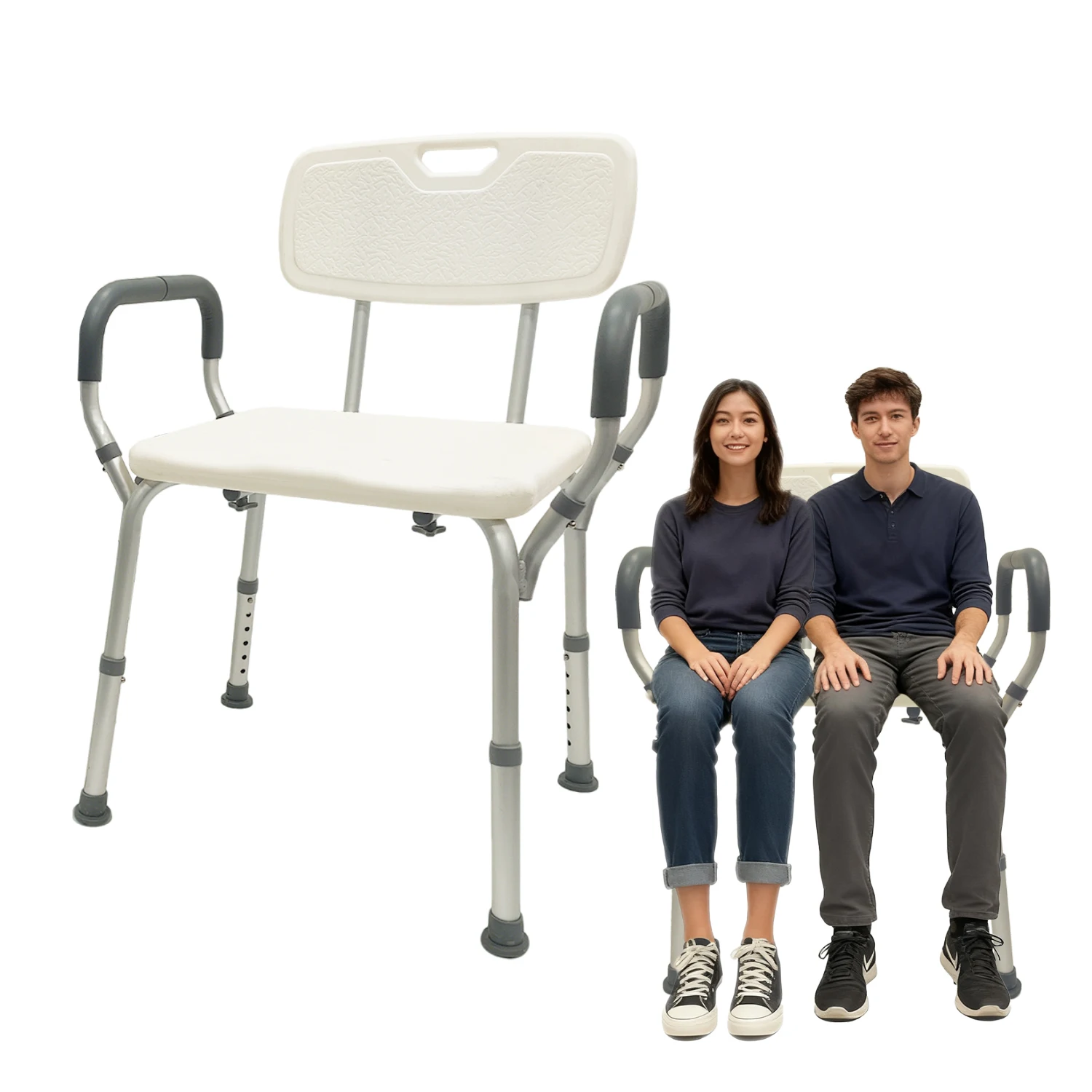 

Large Aluminum Shower Chair for Inside Shower Arms for the Elderly with Back Wide Bariatric Shower Commode Chair