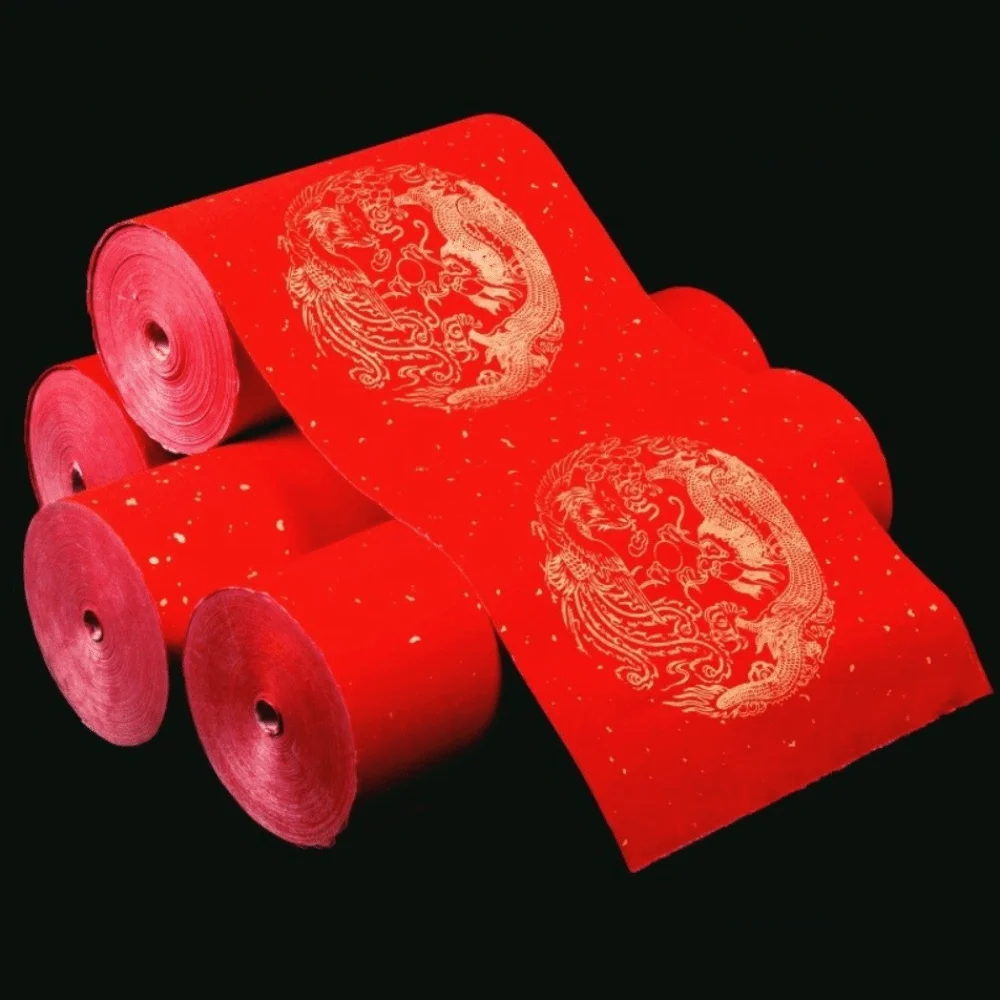 

20m Blamk Wannianhong Couplet Long Roll Thicken Gold-painted Couplet Paper Red Traditional Brush Calligraphy Paper