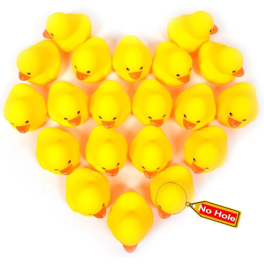 Waterproof No Squeak No Hole No Bebe Noise 20 Pcs 3 Inch Rubber Funny Yellow Ducky Duck Bath Pool Toy Without Hole for Kid Show