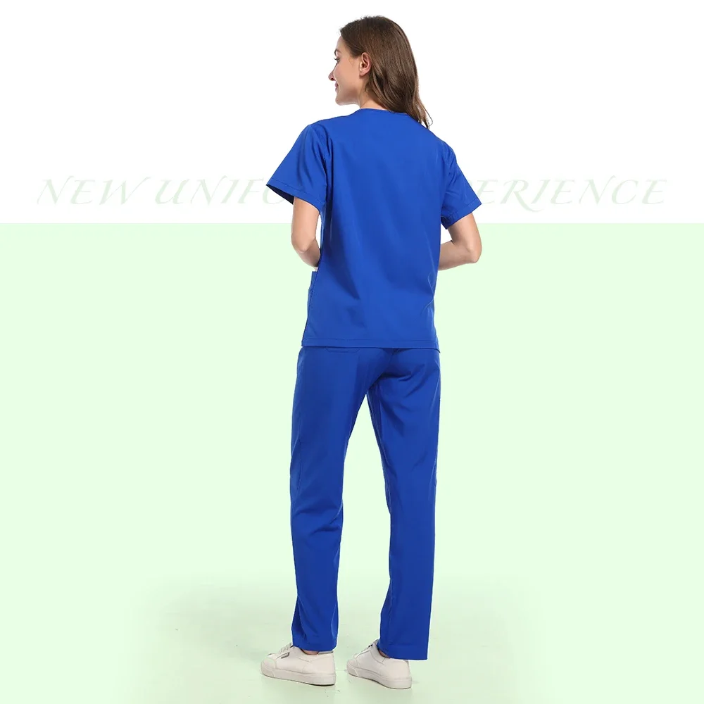 Set uniforme Top strofinato a maniche corte e pantaloni tascabili Uniforme da infermiera medica Tuta chirurgica da medico Cappotto spa Salone di