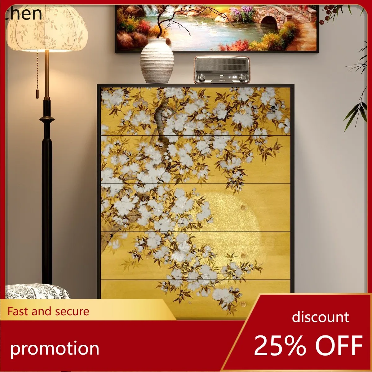 

HT Solid Wood Drawer Sideboard Vintage Storage Cabinet Living Room Bedroom Entryway Cabinet