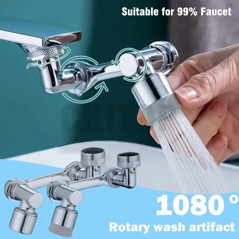 Extensor de grifo Universal con rotación de 1080 °, cabezal de pulverización antisalpicaduras, filtro de plástico, rociador de boquilla de ahorro de agua para Cocina