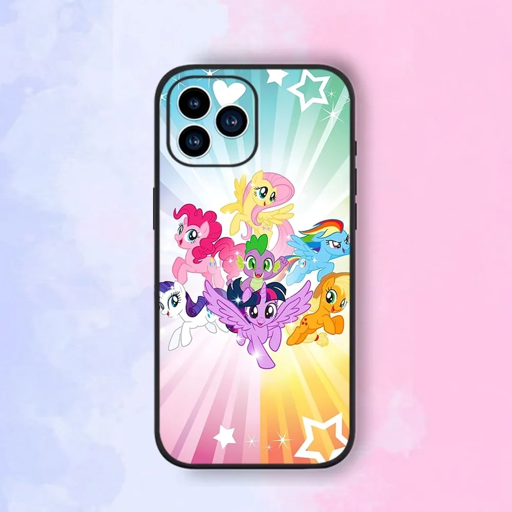 Cartoon M-My L-Little Ponys Phone Case iPhone 15,14,13,12,11,XS,XR,X,8,7,Pro,Max,Plus,mini Silicone Black Cover