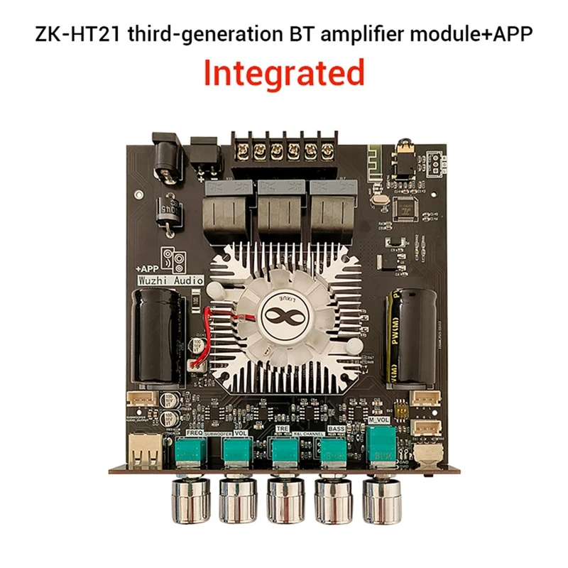 New ZK-HT21 Bluetooth Power Amplifier Board 2.1 Channel 2X160w+220W Subwoofer TDA7498E Digital Amplifier Module With Case