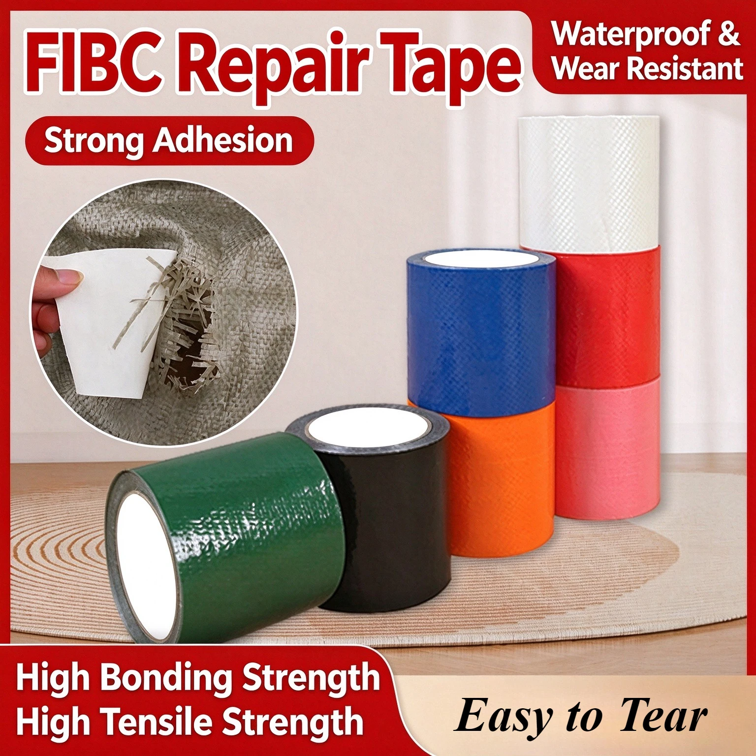 6cm x 2m Snake Bag Repair Tape Ton Bag Repair Tape Truck Tarpaulin Camping Tent Woven Bag High-Adhesive Waterproof Repair Tape