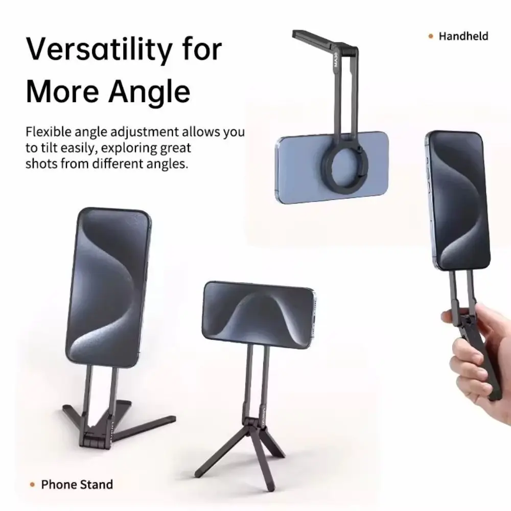 

Foldable Phone Tripod Carabiner Adjustable Creative Dual-sided Magnet Tripod ABS with Buckle Phone Handle Holder Travel