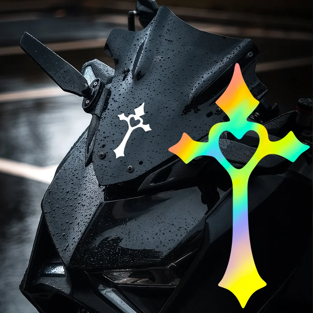 

1Pc Heart Cross Motorcycle Sticker Waterproof Self-Adhesive Vinyl Decal for Helmet Tank Car Window Universal Decor