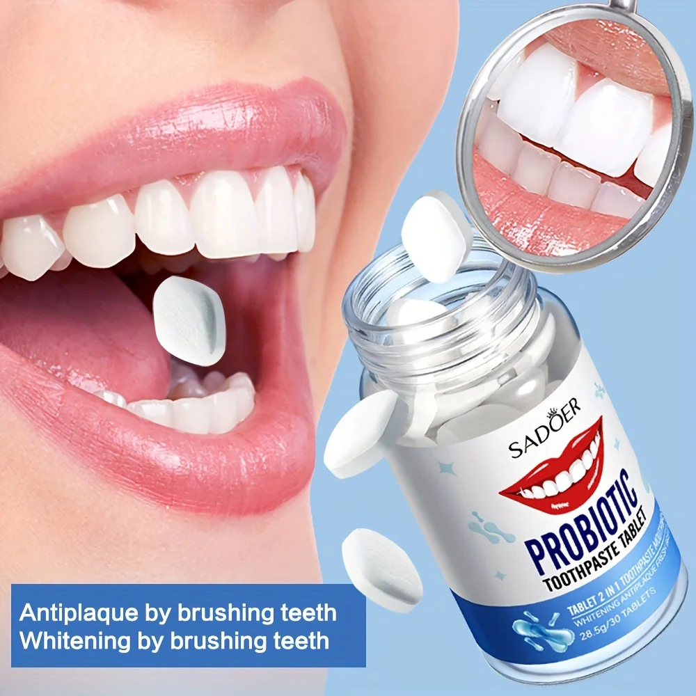 Probiotics Solid Toothpaste, Deeply Cleaning, Fresh Breath, Cleans Dirt, Suitable for Travel 28.5g(1.01oz)-1 Bottle