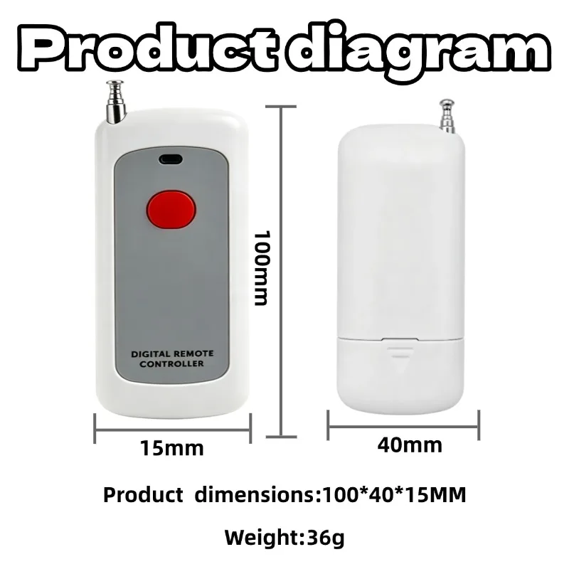 433Mhz Wireless Remote Control Switch DC 12V 24V 30A High Power Relay Receiver 1000 Meters Remote ON OFF for Electric Device - view 6