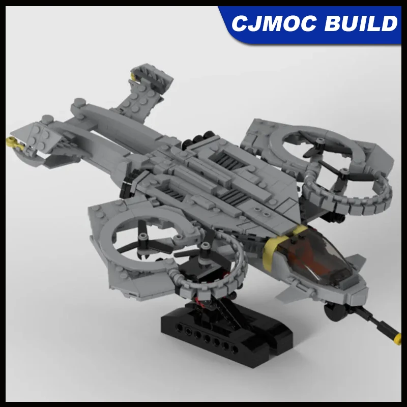 740 Pcs MOC AT-101 Sci-fi Helicopter with Display Stand from the New Movie Building Block Model Assembling Brick Toys MOC-133144