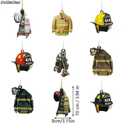 Car Hanging Decor Firefighter Coat And Hat Simulation Model Fire Fighting Truck Car Interior Decor Pendant Gift