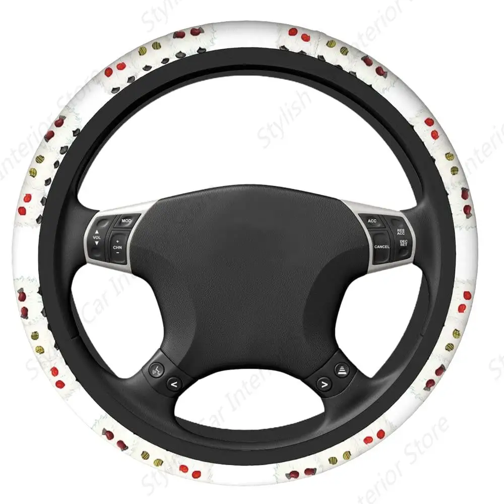 Gnomes Car Steering Wheel Covers Cute Gnomes in Colorful Caps Women Men Interior Accessories Universal 15 Inch Protector