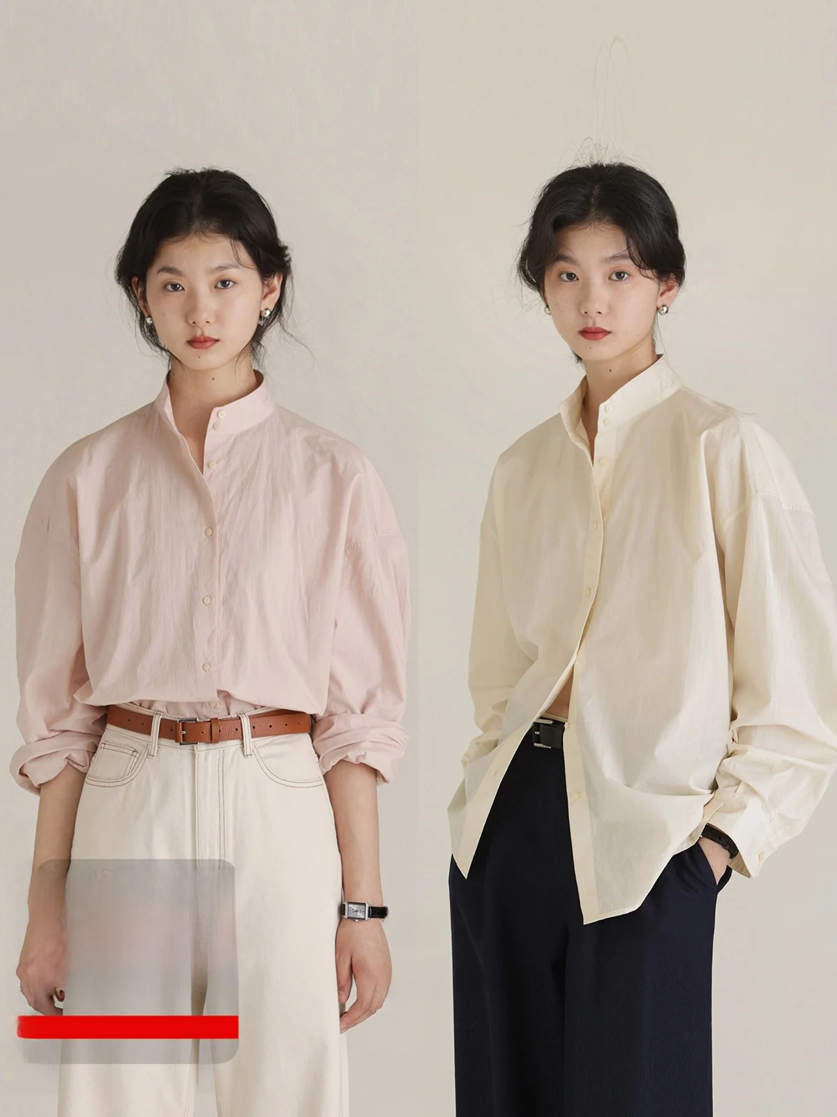 

Low Saturation Autumnal Twisted irt Stand Collar Design Sensible Top Nicepeople Commute Sle Loose Fit Long Sve Women's...