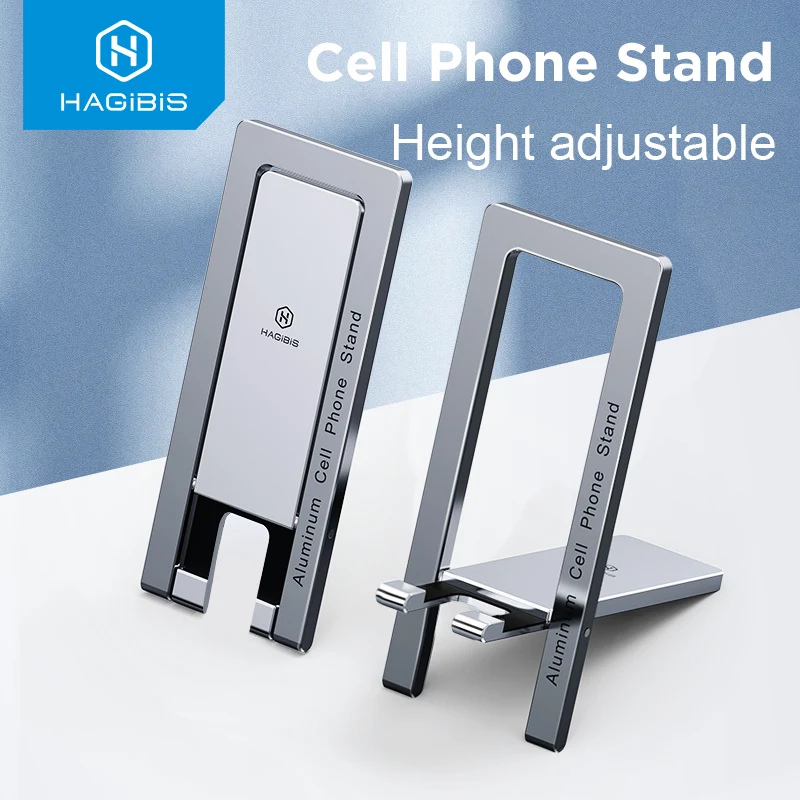 Hagibis Foldable Cell Phone Stand Metal Desktop Holder Adjustable Portable Phone Cradle Dock for iPhone 13 12 Pro Max SE Xiaomi