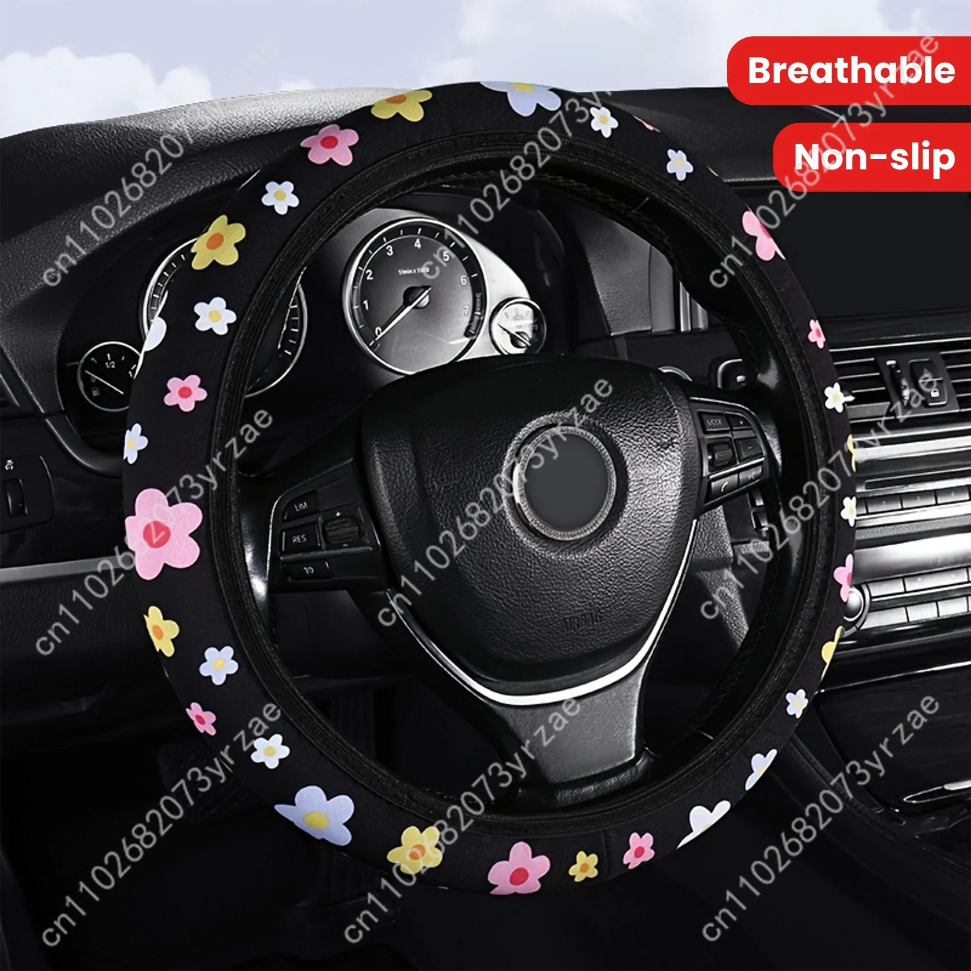 

Little Flower Car Steering Wheels Cover Universal Type Environmental Friendly Comfortablenon-slip Breathable Steering Wheel Wrap
