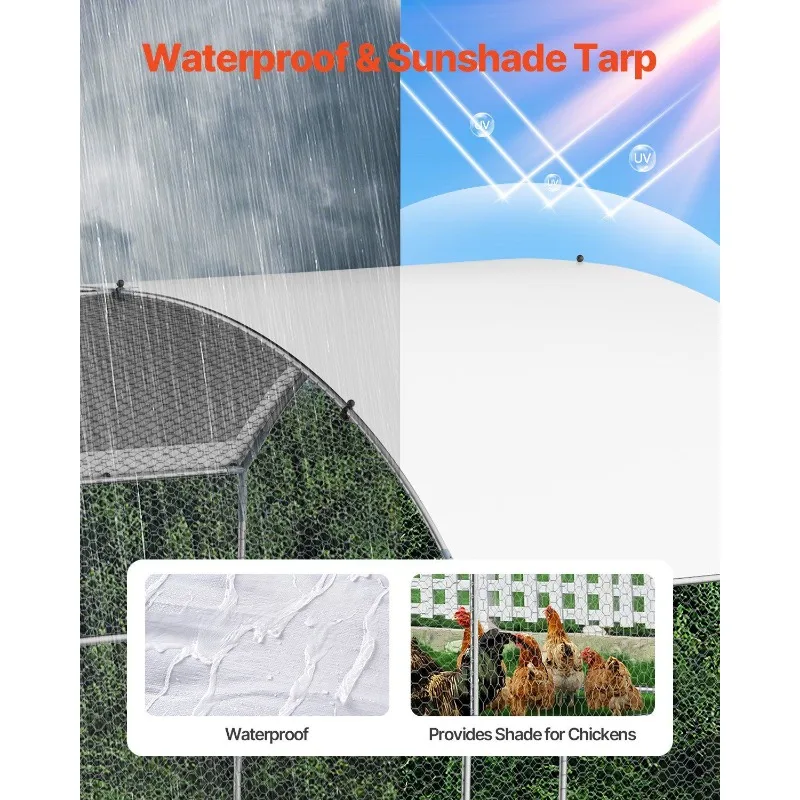 Pollo Coop in metallo 9,8x19,6x6,5 piedi Corsa per polli con copertura Doom Tetto