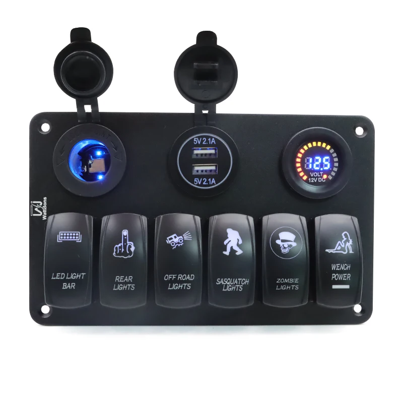 6+3 Gang Auto Multifunctional Panel Combination Switch Power Supply Motherseat Dual USB Color Screen Voltage Digital Display