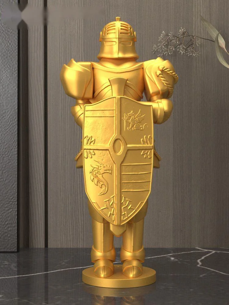 European Retro Knight Statue Exquisite Sculpture Desk Decoration Aesthetic Resin Roman Armor Soldier Model Office Decor For Home