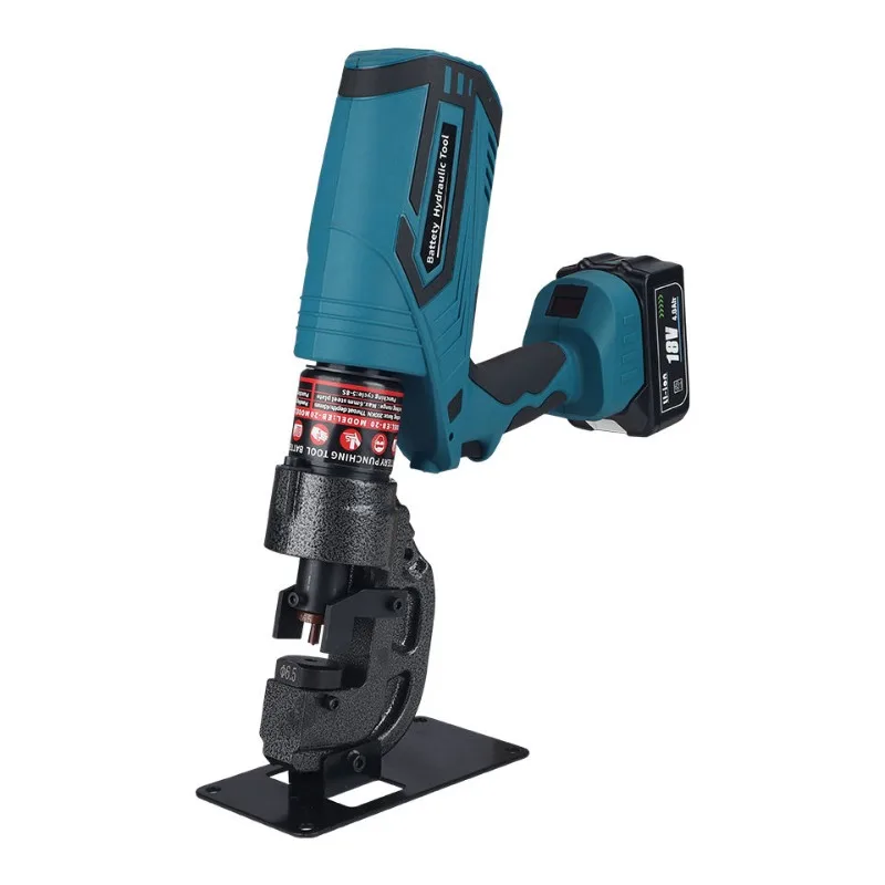 Cordless Hydraulic Hole Puncher 20T Output 18V Lithium Battery For Steel Plate Angle Iron 6mm Thickness Auto Return Portable