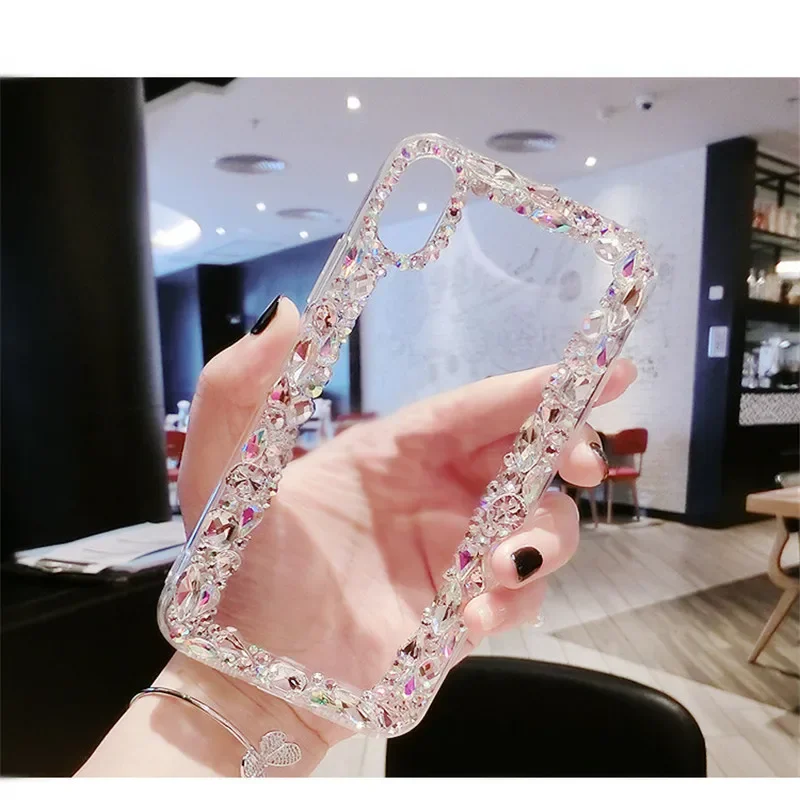 Luxury Funds Capa Bling Diamond Rhinestone Crystal Clear Soft Case Cover For iPhone15 11 12 13 14pro max XS MAX XR 16 Plus Coque