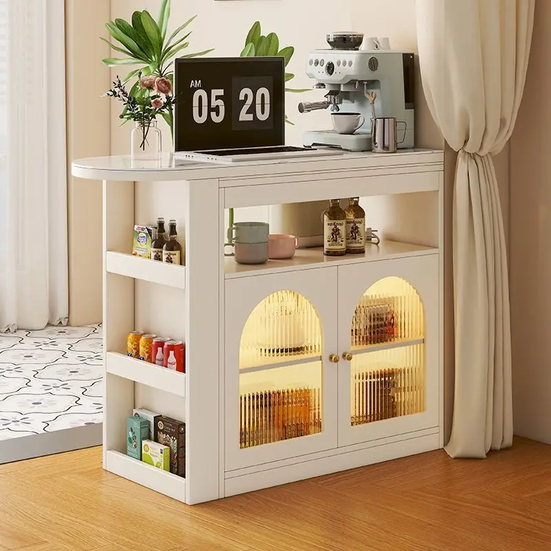 

Cream wind bar table Household wine cabinet Solid wood partition cabinet Living room rock slab dining side