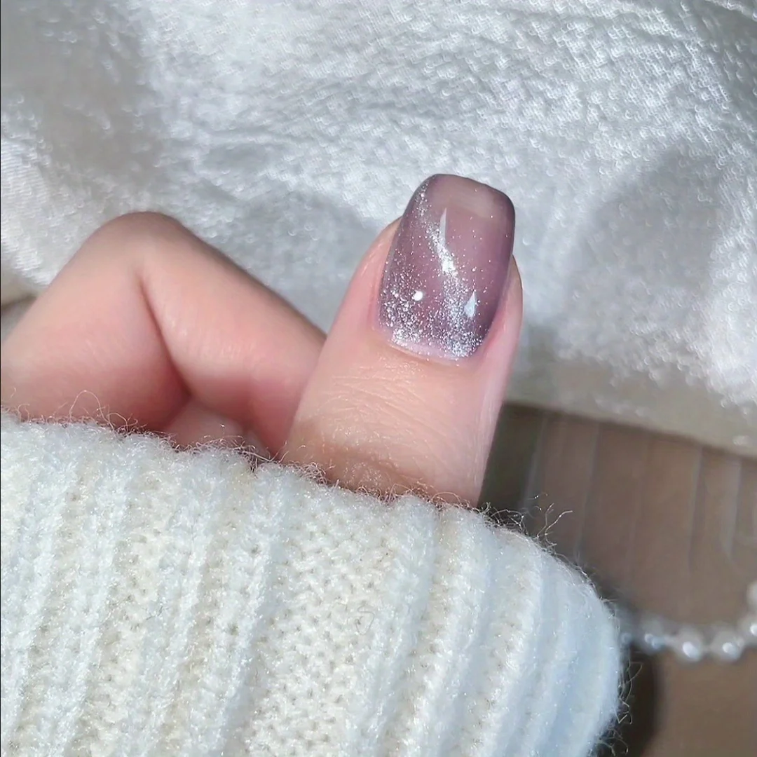 طلاء أظافر S112 بيربل سول 10 مل بدون خبز على شكل عين القطة. قاعدة الروح الأرجوانية مع بريق اللافندر. سريع الجفاف، يدوم طويلاً #3