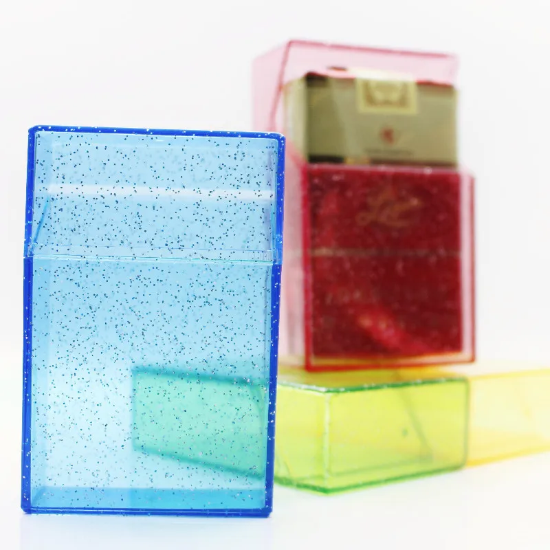 Snowflake Cigarette Case Portable Moisture-proof and Pressure-proof Plastic Shiny  Transparent Cigarette Case Ladies Gift