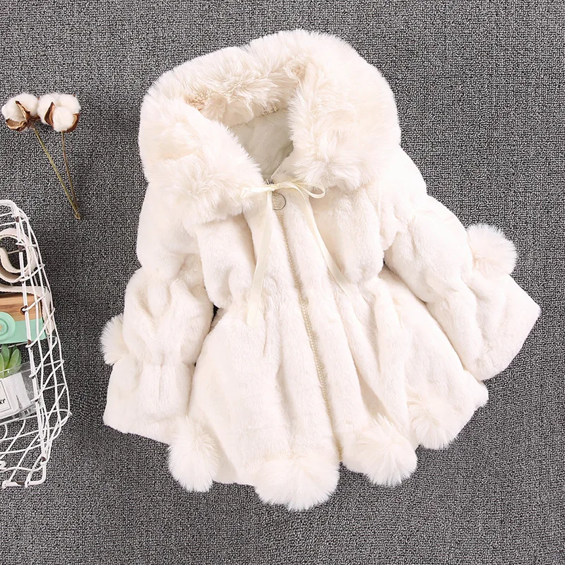 Children's cotton jacket with plush and thick woolen sweater2024 new baby jacket girl's winter warm imitation fur cotton jacket