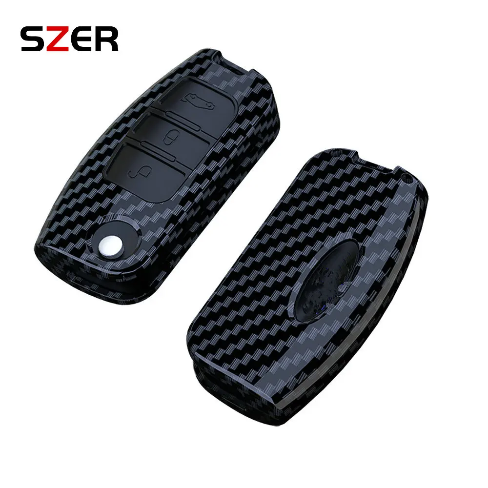 Abs Kohle faser Autos chl üssel Fall Abdeckung für Ford Focus 2 3 Eco sport c-max s-max ka Mondeo Kuga Galaxie Fiesta Schlüssel bund Zubehör