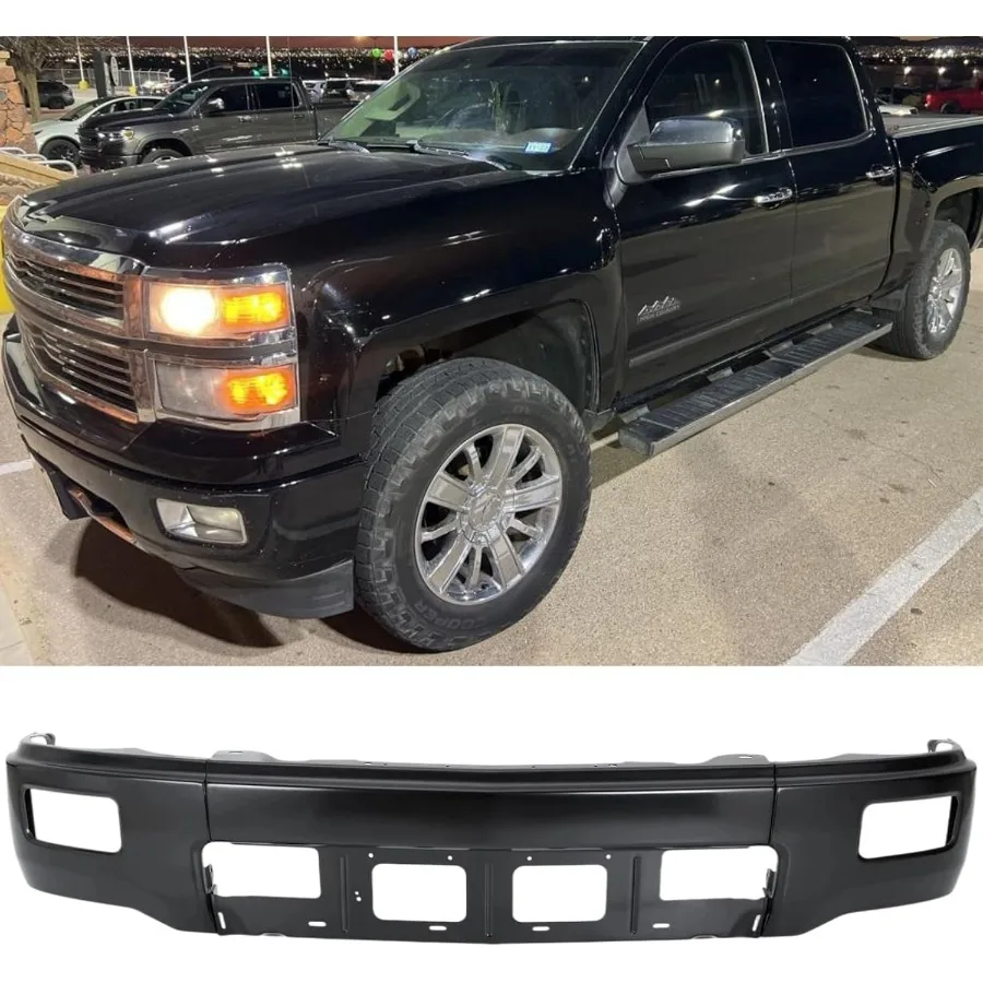 

Front Bumper Compatible with Chevy Silverado 1500 20142015 Black Primered Truck Automotive Steel Replacement Bumpers Face Bar w