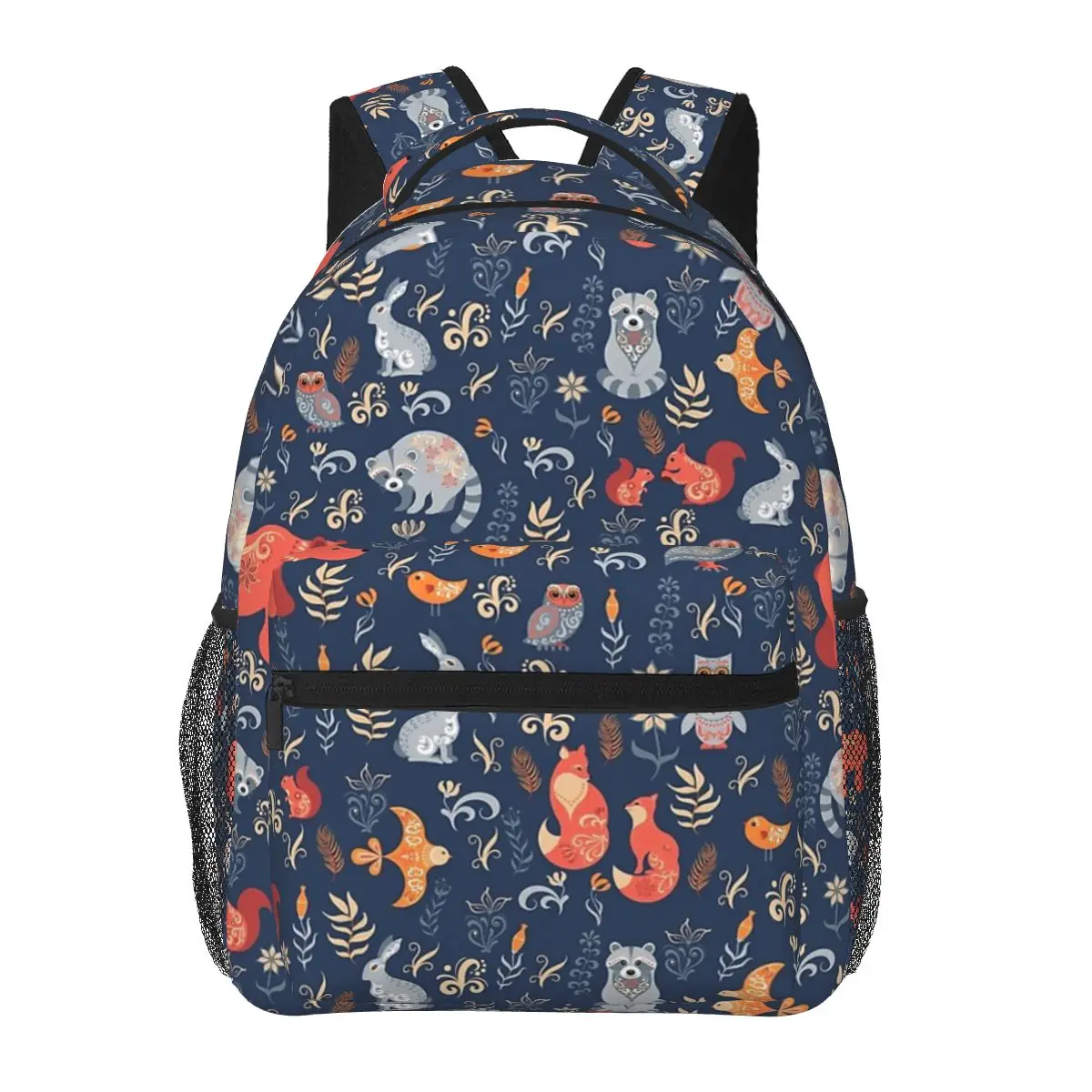 Fairy-Tale Forest. Fox, Bear, Raccoon, Owls, Rabbits, Flowers And Herbs Backpack School Bag Travel Daypack Bookbag Shoulder Bags