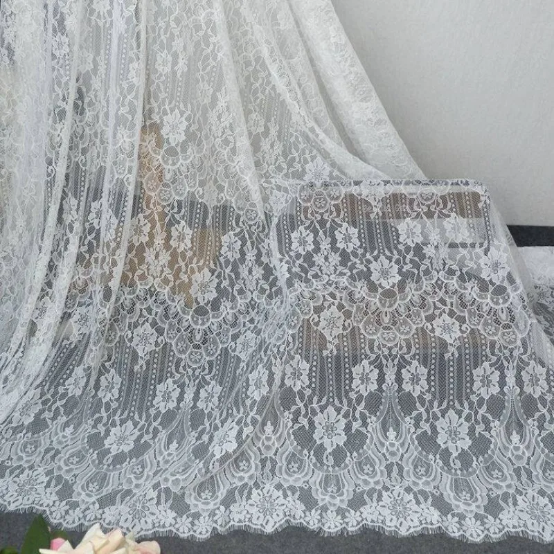 Retro New Pattern Black and White Eyelash Lace Clothing Lace Material Cheongsam Dress Accessories Width 1.5 meters