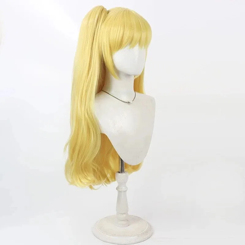 2025 aaa 프리티 큐어 아사히나 미라이 코스프레 가발 70cm 여성용 긴 금발 포니테일 내열성 합성 머리 할로윈 카니발