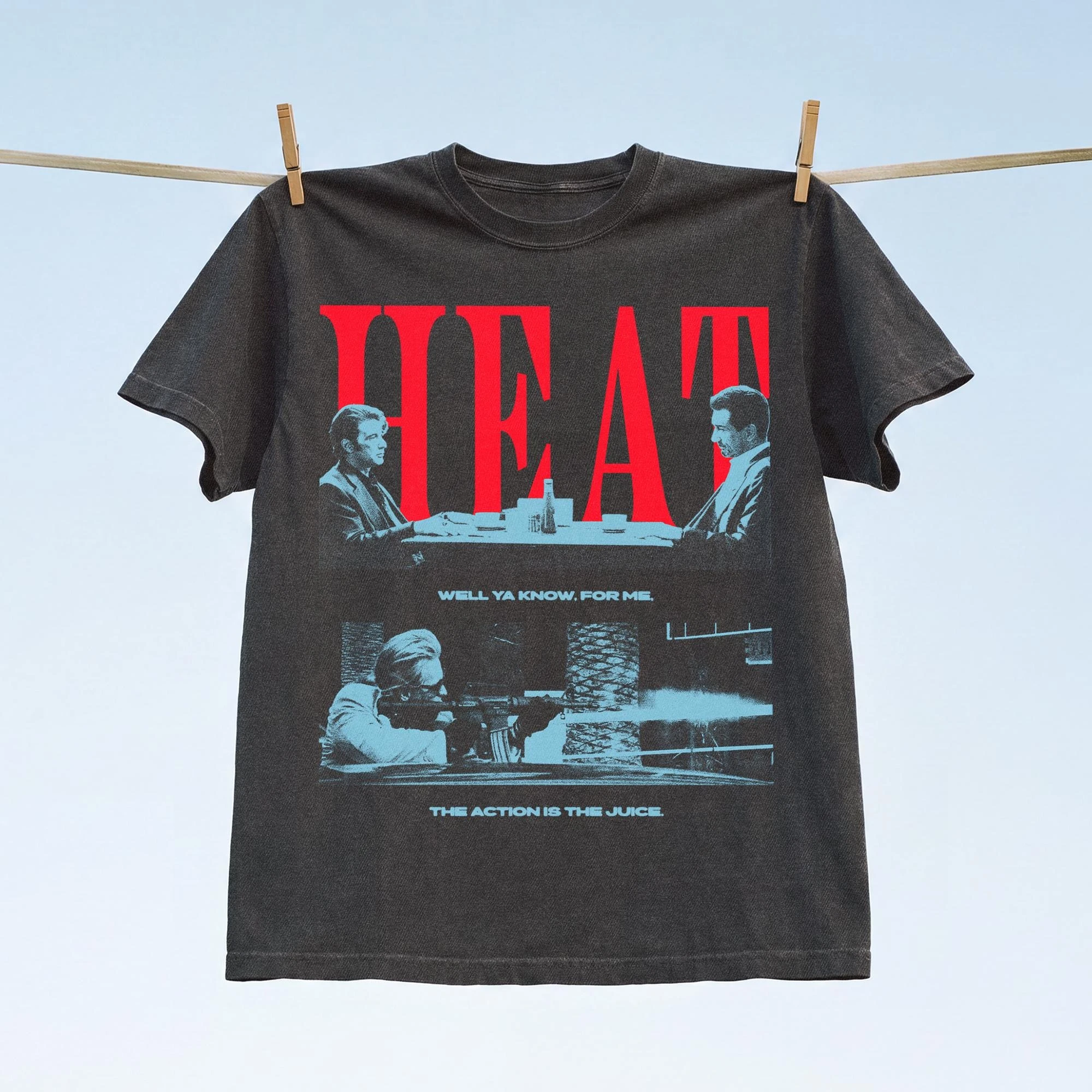 Vintage 90's Movie Graphic T-Shirt Diner Scene Heat Graphic Tee Y2K Streetwear Movie Graphic Short Sleeve Top Casual Round Neck