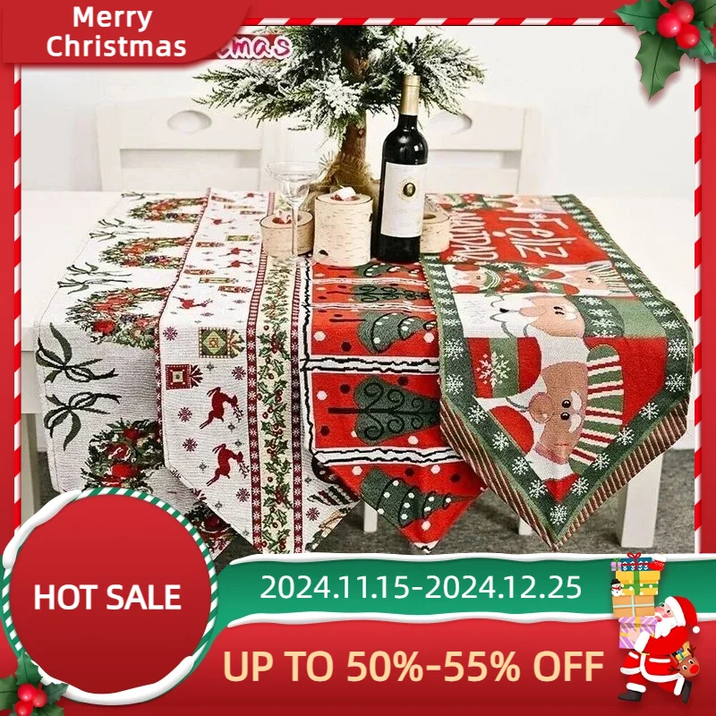 Creative Christmas Tablecloth Knitted Fabric Winter Tablecloth Home Party Birthday Decoration Christmas Home Decoration